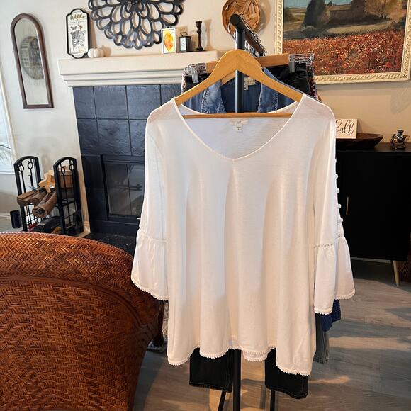 J Jill Tunic Top Womens Size XL Petite White Bohemian Fabric Button Detail - Picture 16 of 16